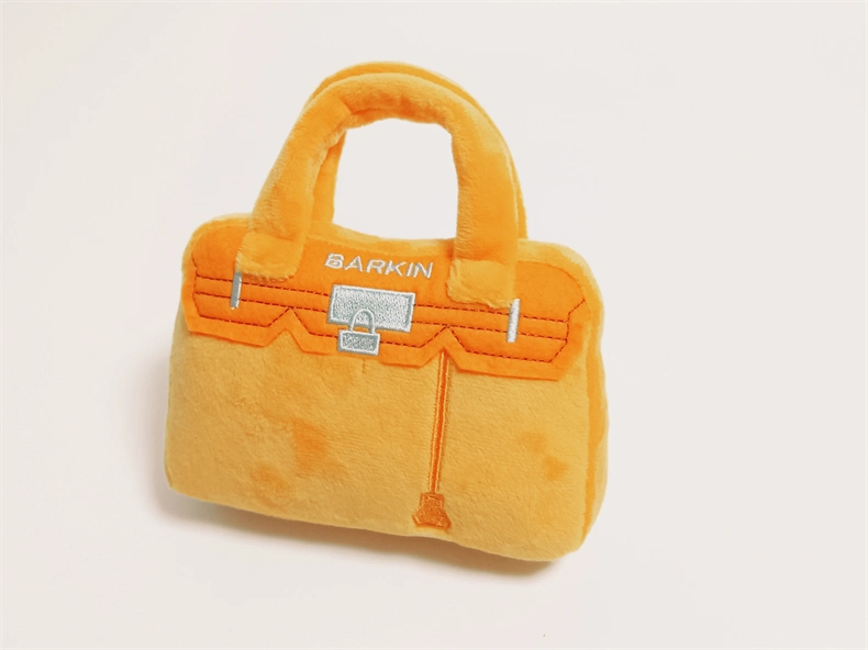 Hermes Bag Orange Barkin Dog Toy Plush Soft Stuffed Toy