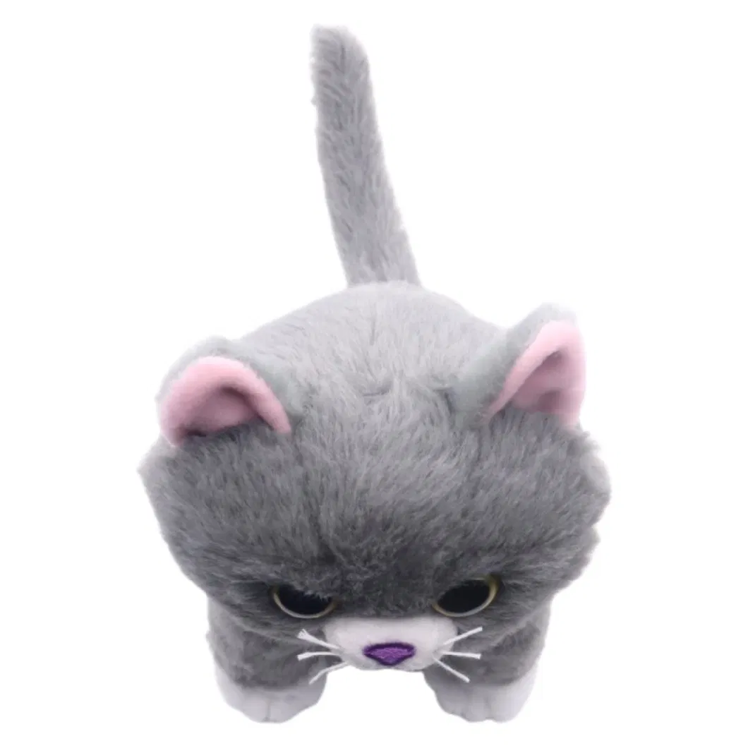 Cute Lifelike Home Animal Cat Toy 24cm (H) Grey Sitting Cat Plush Soft Stuffed Toys for Kids