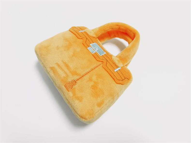 Hermes Bag Orange Barkin Dog Toy Plush Soft Stuffed Toy