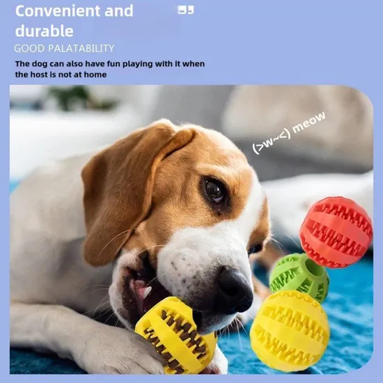Interactive Rubber Ball Dog Toy for Food Dispensing Fun 