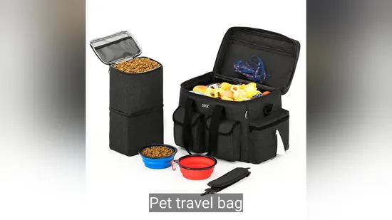 Custom Fashion Dog Travel Bag Dog Food Containers Feeding Bowls Pet Backpack