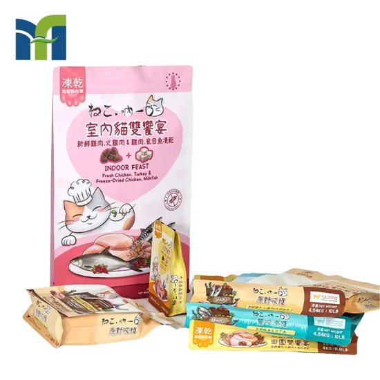 B2b Custom Printed Recyclable High Barrier Plastic Pet Treat Freeze Dried Food Packaging Zipper Stand up Bag 