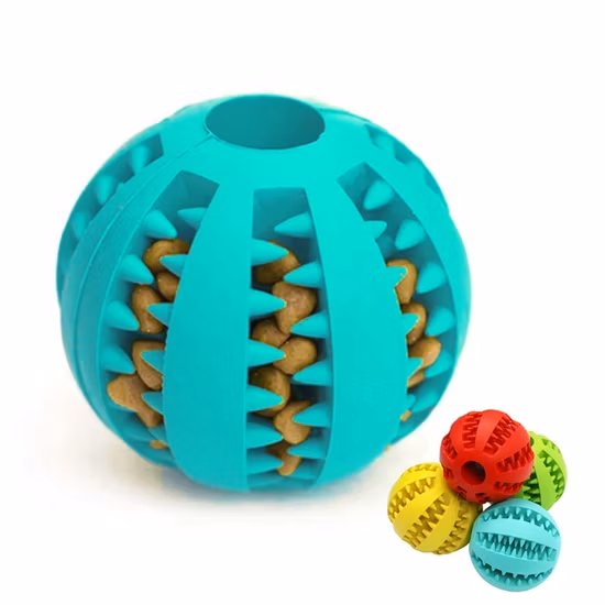 Soft Rubber Pet Feeder Tooth Cleaning Ball Toy Iq Training Ball Dog Chew Toy