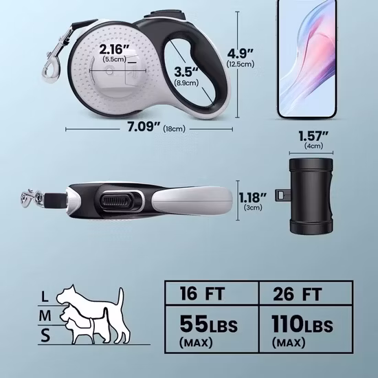 Wholesale Retractable Dog Leash Adjustable Pet Leash