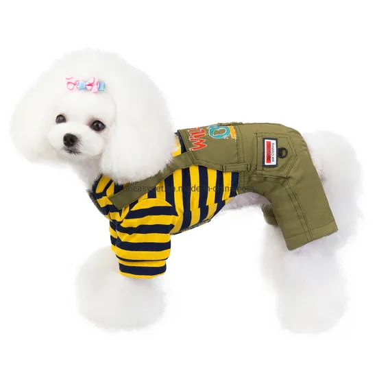 Pet Dog Fleece Jacket Coat Puppy Strip Cotton Shirt Jumpsuit Winter Warm Cute Dog Coat Clothes Apparel Esg12446 