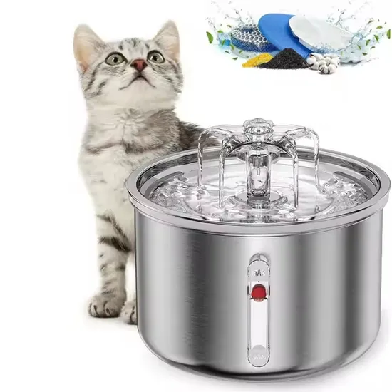 New Automatic Pet Drinking Water Fountain Cat Drinking Feeder 304 Stainless Steel with Water Window 