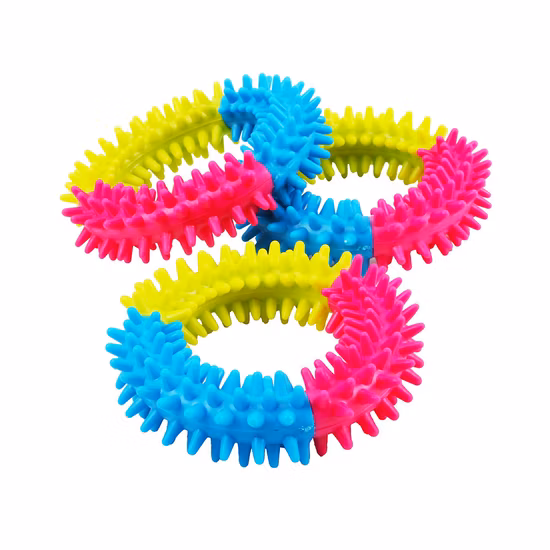 Wtricolor Rubber Multi Thorn Ring Dog Molar Tooth Cleaning Bite Resistant TPR Toy