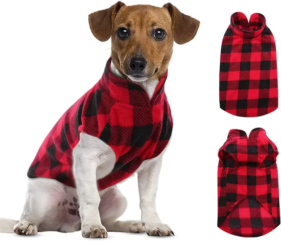 Flexibility Fashion Soft Tartan Fall Dog Plush Vest Pet Apparel 