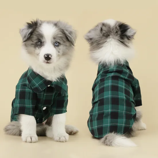 100% Cotton Quality Comfortable Fashion Checker Button Dog T