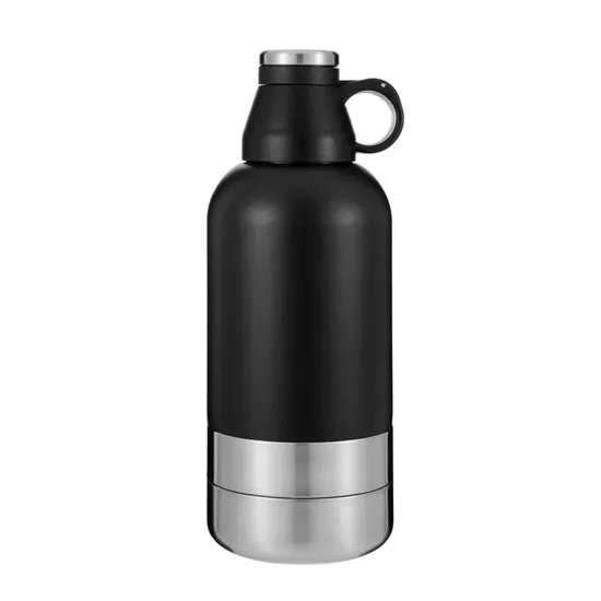 Factory Price Pet Supplier Custom Logo Insulated 32 Oz 64 Oz Travel Walking Portable 3 in 1 Stainless Steel Pet Dog Feeder Water Bottles 